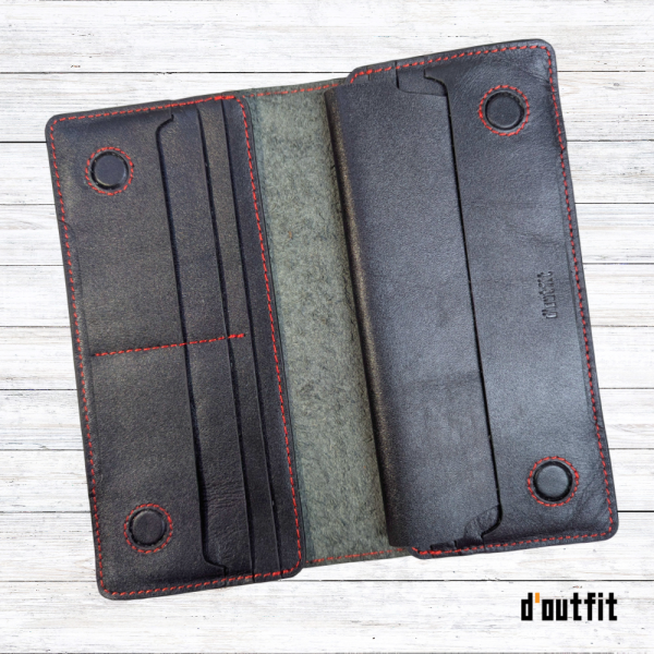 Double Chamber Long Wallet – Black