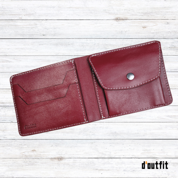Bifold Coin Pocket Wallet - Carmine Red